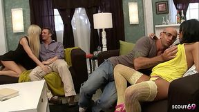 Wife Swap Swinger Foursome with two Big Boobs MILFs and her husbands