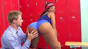 Ebony Cheerleader Stepmom Ass Fucked In The Locker Room