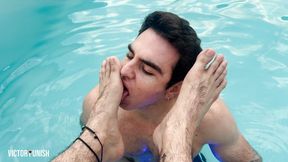Licking feet by the pool - Full HD