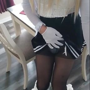 skirt and black tights