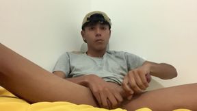 Big Dick Twink Jerking off Hot in His Friend's Room
