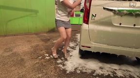 Unexpected Car Wash Adventure: Rika's Wet and Wild Experience in Japan