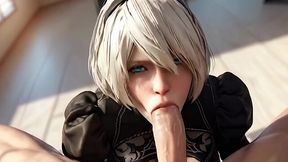 AI maid sucks and rides cock in POV