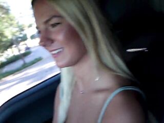 Petite Golden-haired Cheats on Boyfriend in Parking Lot Lacy Tate