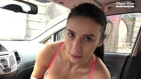 public blowjob in the car featuring nelly kent