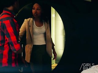 Nasty Threesome Rimming with Blonde and Ebony Beauties