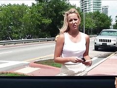 Dumped blonde Tucker Starr needs a ride and in the car she takes off her panties