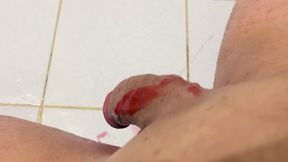 Jerking off and Cum twice under shower with monster dick frow Asia for you-Real POV