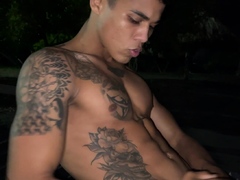 Muscle Latino boy Lucian Reed shows off his hot body