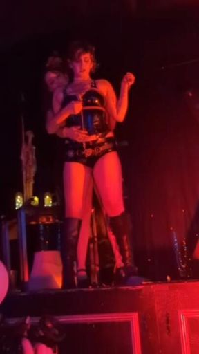 roughing it up on stage