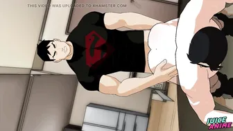 Nightwing takes Superboy's hard cock in cartoon gay sex