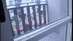 Horny MILF plays with umbrella while finger-fucking herself