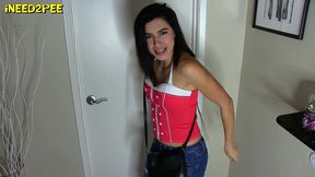 nikki next hot girls pees her jeans in line