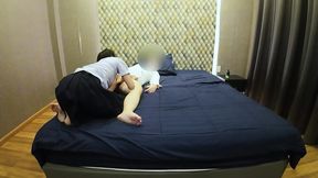 College student and college senior have steamy session in his room