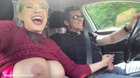 Angel Wicky's juicy hairy pussy gets pounded in the car