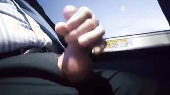 Guy Jerks Off on Bus and Shoots a Huge Load in Suit
