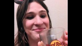Stupid Whore Drinks Glass of Piss 1