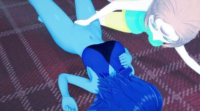 Lapis and Pearl getting rough upstairs fingering each other raw cartoon lesbian action
