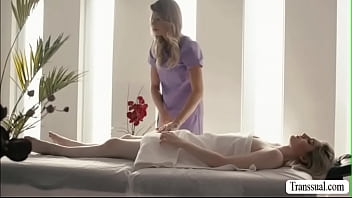 Busty trans masseuse analed her TS customer