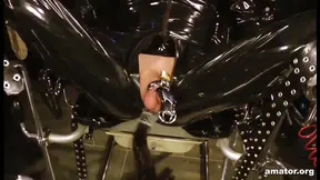 Lady Ashley Seduces with Red Latex, Driving Him Wild Beyond Measure