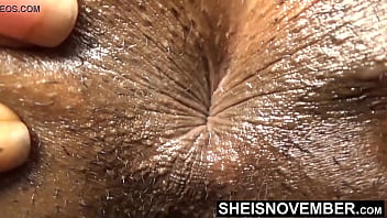 Skinny Black Whore Sheisnovember spreads open her shaved pussy & big ass