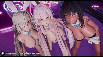 Boob Sexy Dance  - Asuna, Hanako, Karine | MMD R-18 Blue Archive