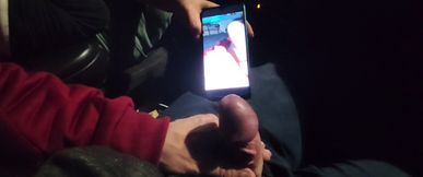 Almost caught! He jerks off in traffic in front of me, I love watching. Big cumshot!  Part 2