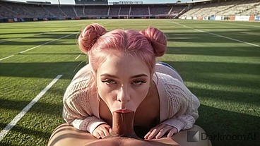 I fucked a cute fan with a big ass right on the field [AI]