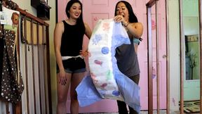 2 asian women change your messy abdl adult diaper