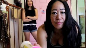 2 asian women change your messy abdl adult diaper