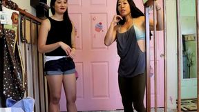 2 asian women change your messy abdl adult diaper