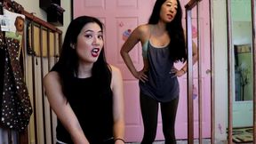 2 asian women change your messy abdl adult diaper