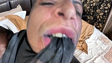 Anthracite Pantyhose Encasement. Soaked Nylon, Wet Pussy and Intense Orgasm