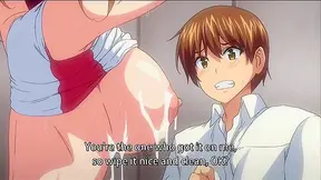 Sporty hentai teen with huge tits has a pervy guy suck out her nipples