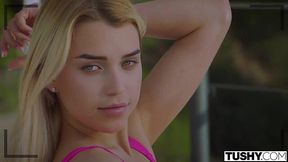 Skinny blonde Elena Vedem pays for a life of luxury with her tight anus