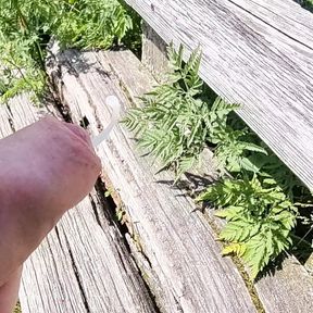 Fast Outdoor Cumshot on a Bench at a vantage point