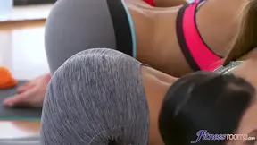 Two kinky gym girls get punished by their strict teacher in a fitness room