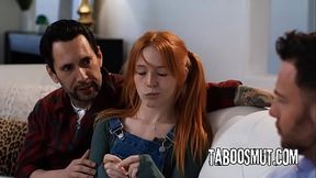 Pervy Stepdad Shares His Redhead Stepdaughter With A Social Worker