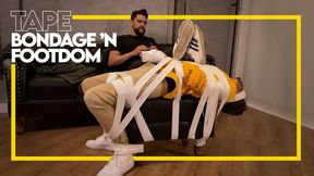Hex transforms Tonny into his new footrest using duct tape bondage (1080p) Male Bondage - Gay Foot Domination - Gay Bondage - Sneaker Fetish - Tape Bondage - Foot Fetish - BDSM