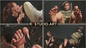 Pandora - Foot Tickled in Straitjacket and Stocks by Brittany and John (UHD 4K MP4)