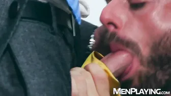 Apolo Adri dominates suited employee Manuel Reyes in bareback office fuck