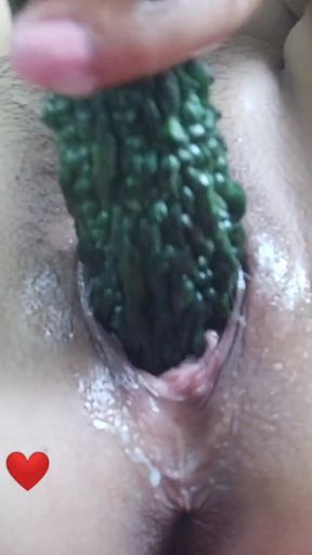 Epic moment from &quot;I am fingering and put vegetables Bitter Gourd inside my pussy. Nepali Divorced solo women Maya&quot;