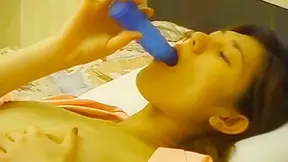 Japanese solo teen Reona Fujisaki is drilling her cunt with toy