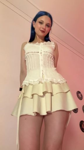 Blonde woman in corset