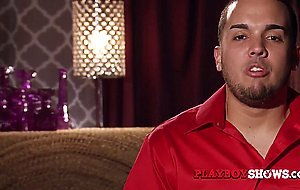 Latino with big dick got fucked by different women in the red orgy room