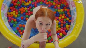 Sweet ginger Dolly Little sucks dick in ball pit before nice dicking