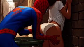Spiderman and MJ have kinky bondage fun on the rooftops of NYC