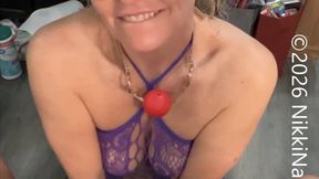 Bad girl masked blowjob, face fuck and swallow