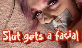 Slut gets a Facial