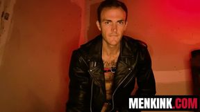 Hunk Christian Wilde sexily talks to the camera while WANKING his dick